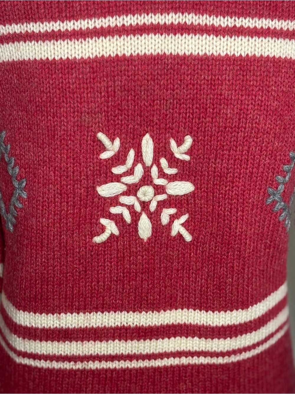 EMS 100% Wool Snowflake Turtleneck Sweater Burgundy Women's Large - Picture 4 of 9